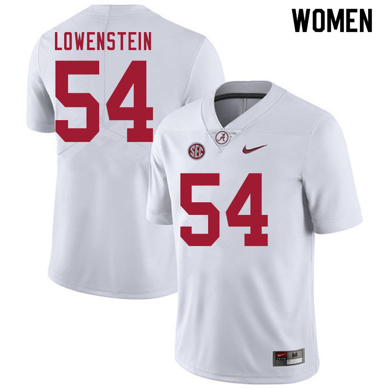 Women #54 Julian Lowenstein Alabama White Tide College Football Jerseys Sale-White